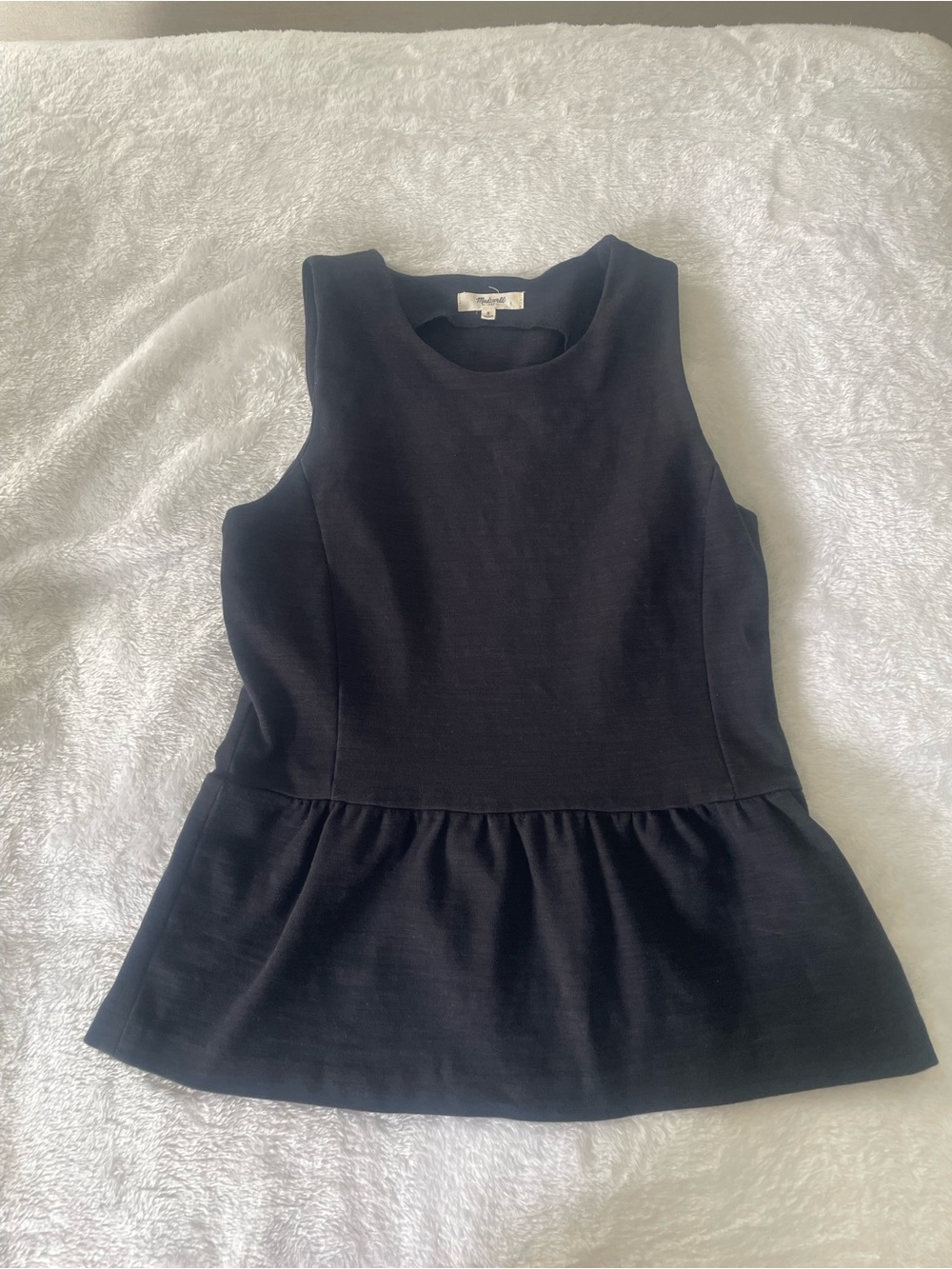 Madewell black peplum tank small cotton fitted sleeveless preppy classic spring